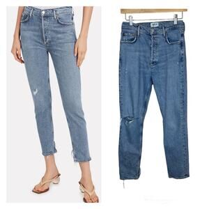 Agolde Nico High Rise Distressed Ripped Knee Skinny Straight Leg Jeans Size 27